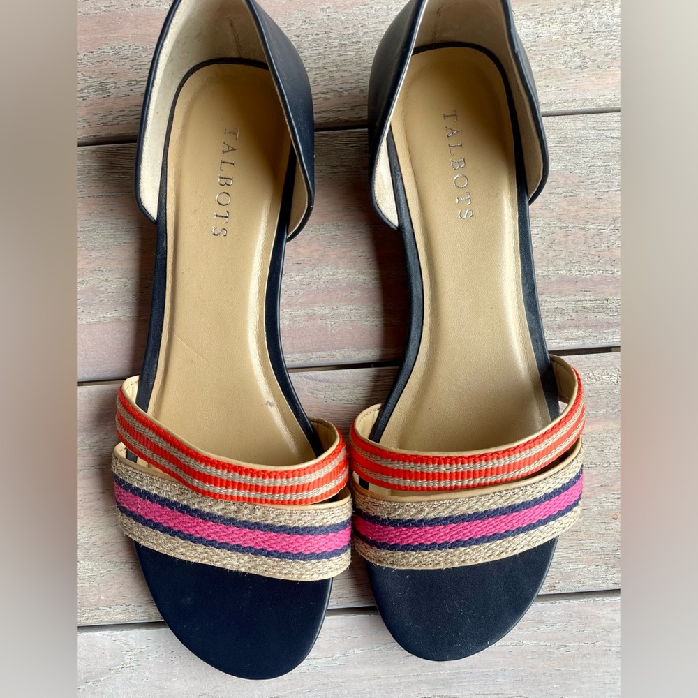 Talbots Navy, Pink and Orange Sandals with Chic Design